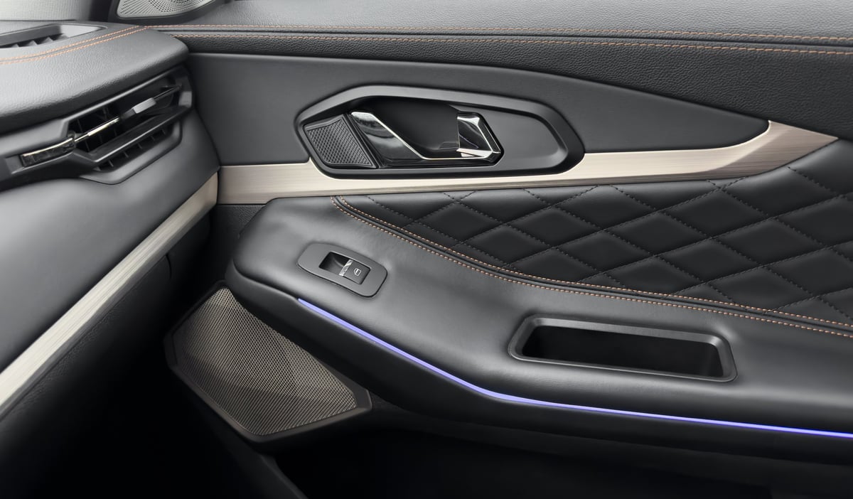 Perforated black leather interior detail